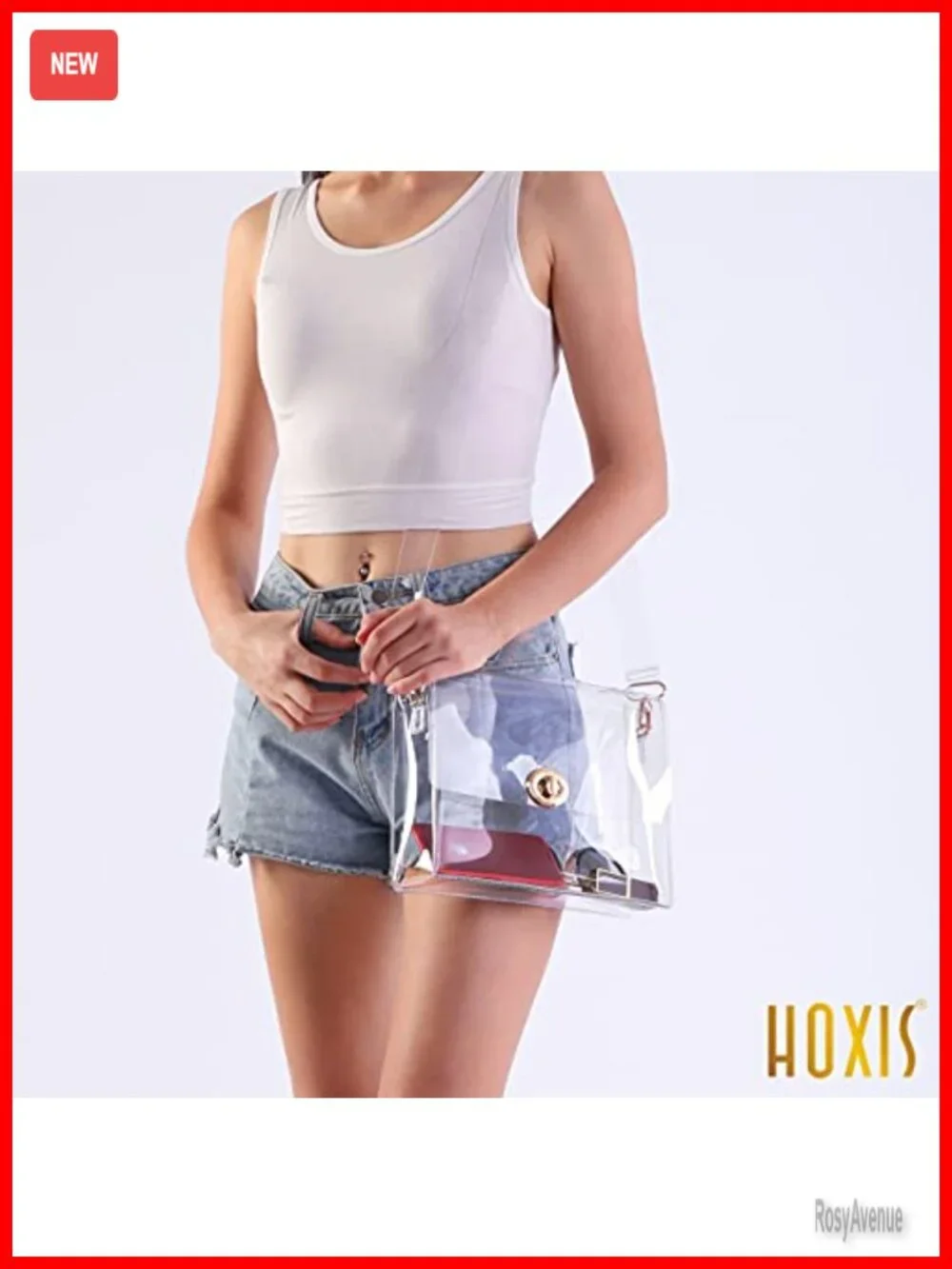 Clear Satchel Crossbody Bag with Turn Lock, Stadium Approved PVC Handbag